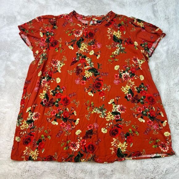 Torrid Floral Orange Top Tshirt Short Sleeve Plus Size 3X Fall Thanksgiving - Picture 2 of 9